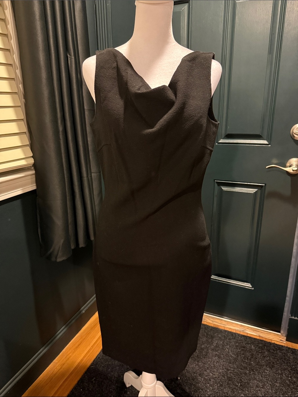 St.John Classic Black Sleeveless Sheath Dress